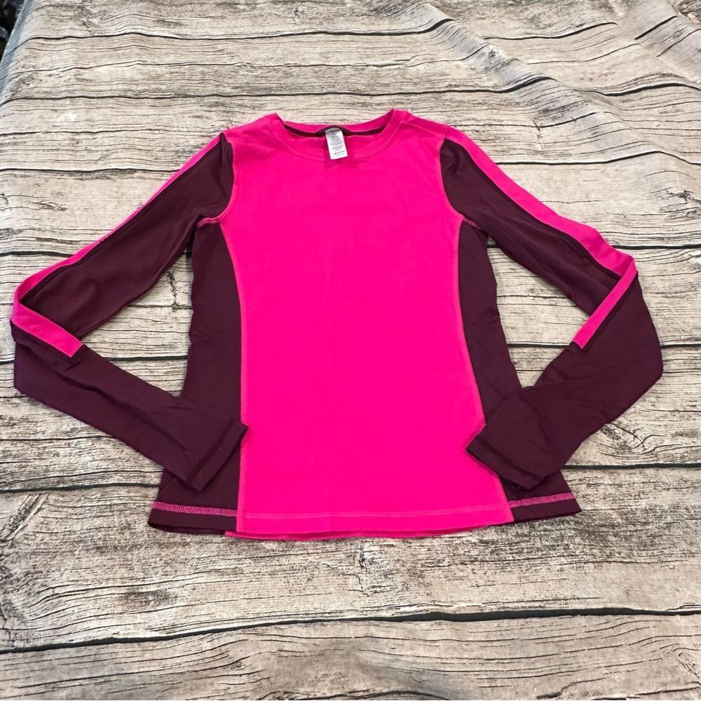 Ivivva Pink and Maroon Long Sleeve Athletic Tee size 12